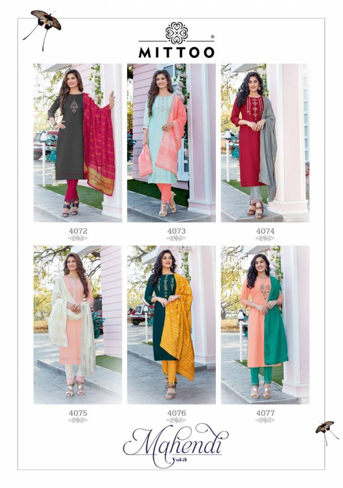 Mittoo Mahendi 3 Fancy Designer Festive Wear Readymade Dress Collection
